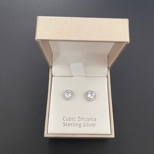 Elegant Silver Cubic Zirconia Stud Earrings